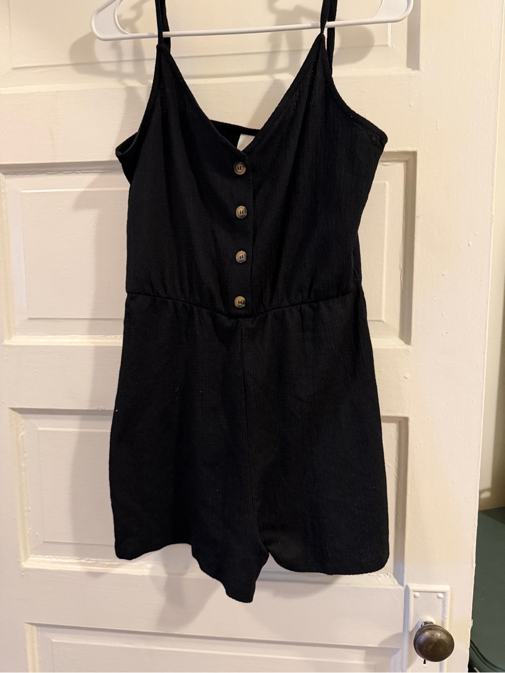 Black Button-Front Sleeveless romper
